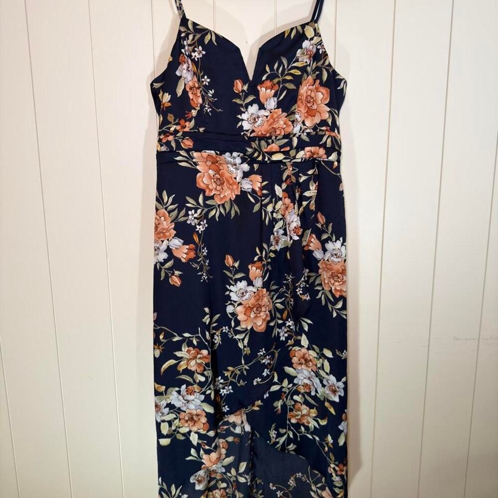 Lulus Navy Floral Maxi Dress, Size L